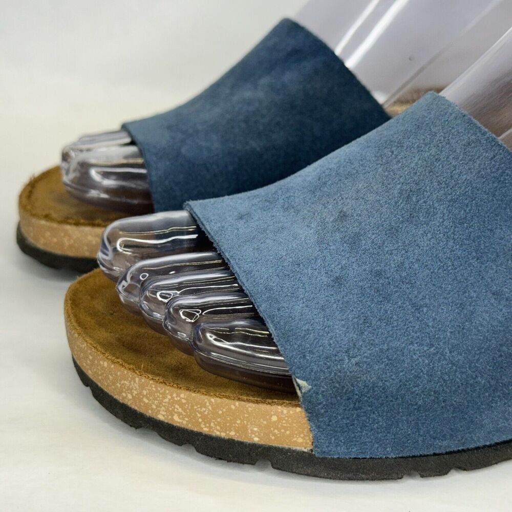 A. Giannetti Mirta Wedge Slip On Sandals Womens Size 6 Blue Suede Leather Italy‎ - Picture 3 of 11